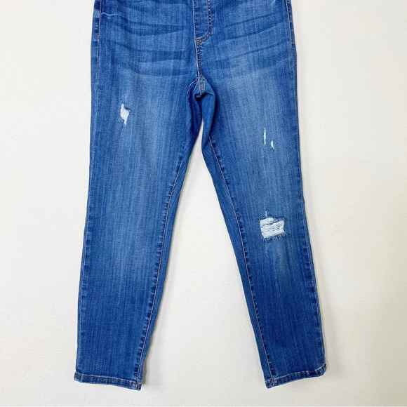 Judy Blue High Waist Distressed Boyfriend Fit Pull On Blue Denim Jeans - Picture 6 of 14